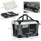 PawHut 60cm Foldable Pet Carrier, With Cushion, For Miniature Dogs And Cats - Grey