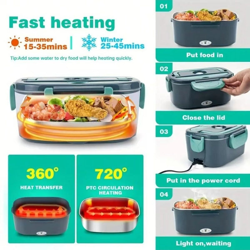 Electric Heated Lunch Box Portable Food Warmer Lunch Bento Box 12V 24V UK Plug
