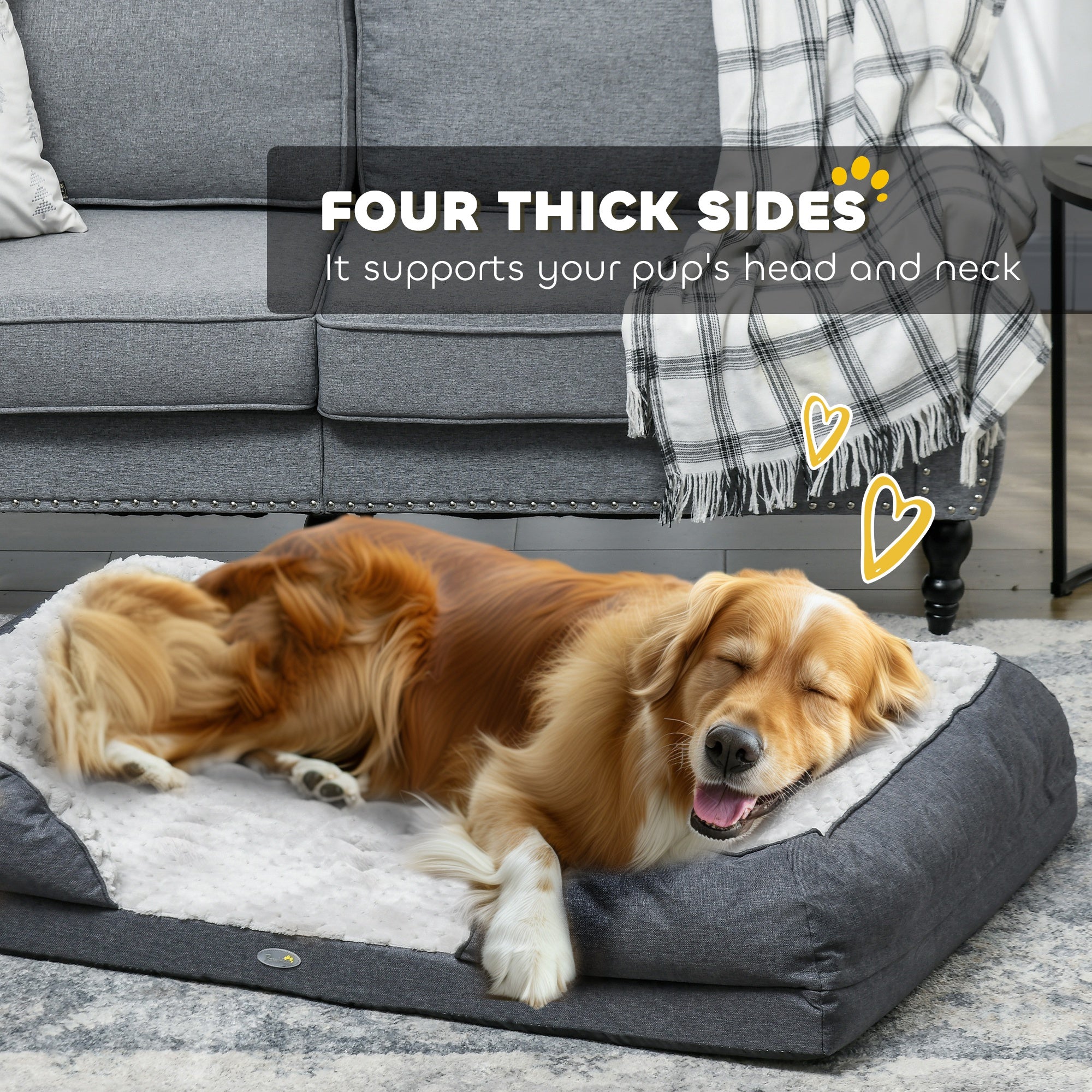PawHut Calming Dog Bed Pet Mattress W Removable Cover, Anti-Slip Bottom, For Large Dogs, 120L X 80W X 22Hcm - Charcoal Grey