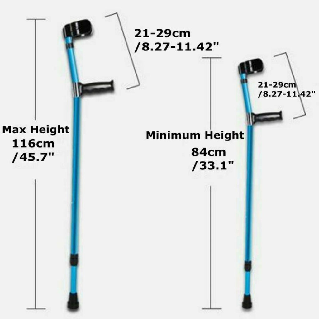 1X Height Adults Foldable Heavy Duty Walking Forearm Crutch Stick Aluminum Alloy