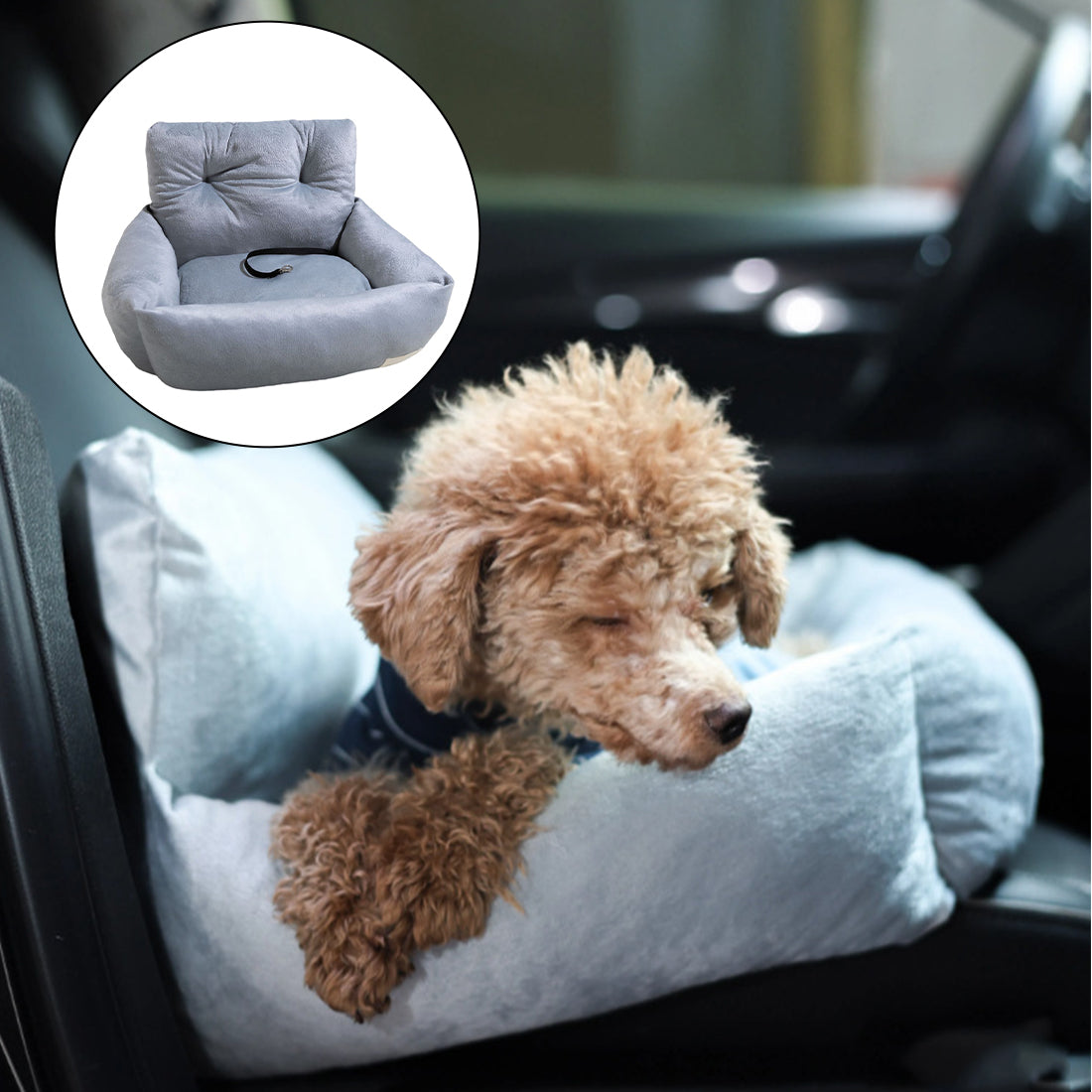 Travel Dog Bed Soft Washable Pet Puppy Cat Car Seat Cushion Comfort Protector--COLOR  Gray-SIZE  55x40x30