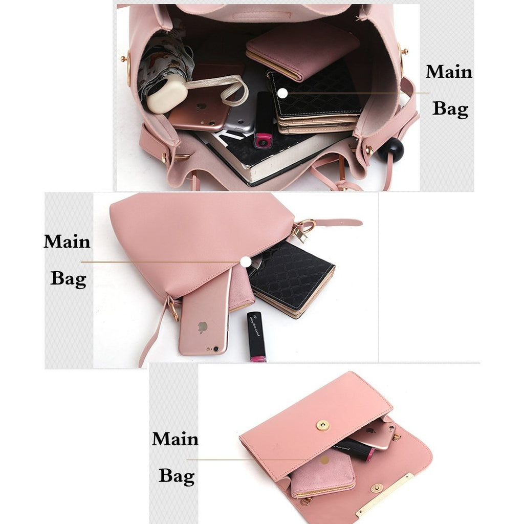 Womens Purse And Handbag 3Pcs Bag Set Tassel Tote Clutch Satchel