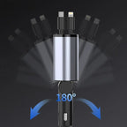 4IN1 120W Retractable Car Charger USB Type C Cable Fit Phone