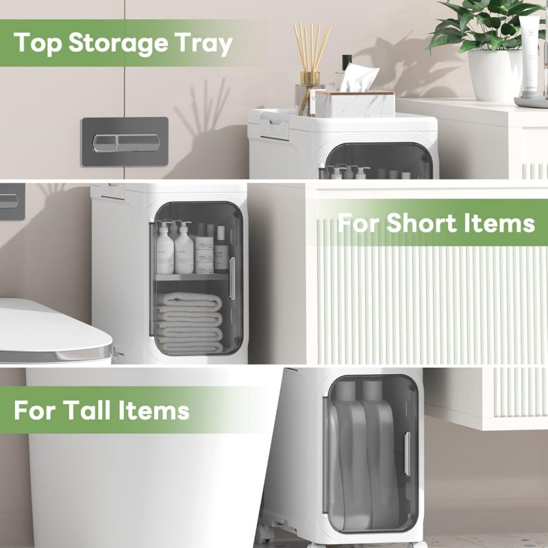 2 Tiers Slim Narrow Storage Cabinet Drawer Bathroom Bedroom