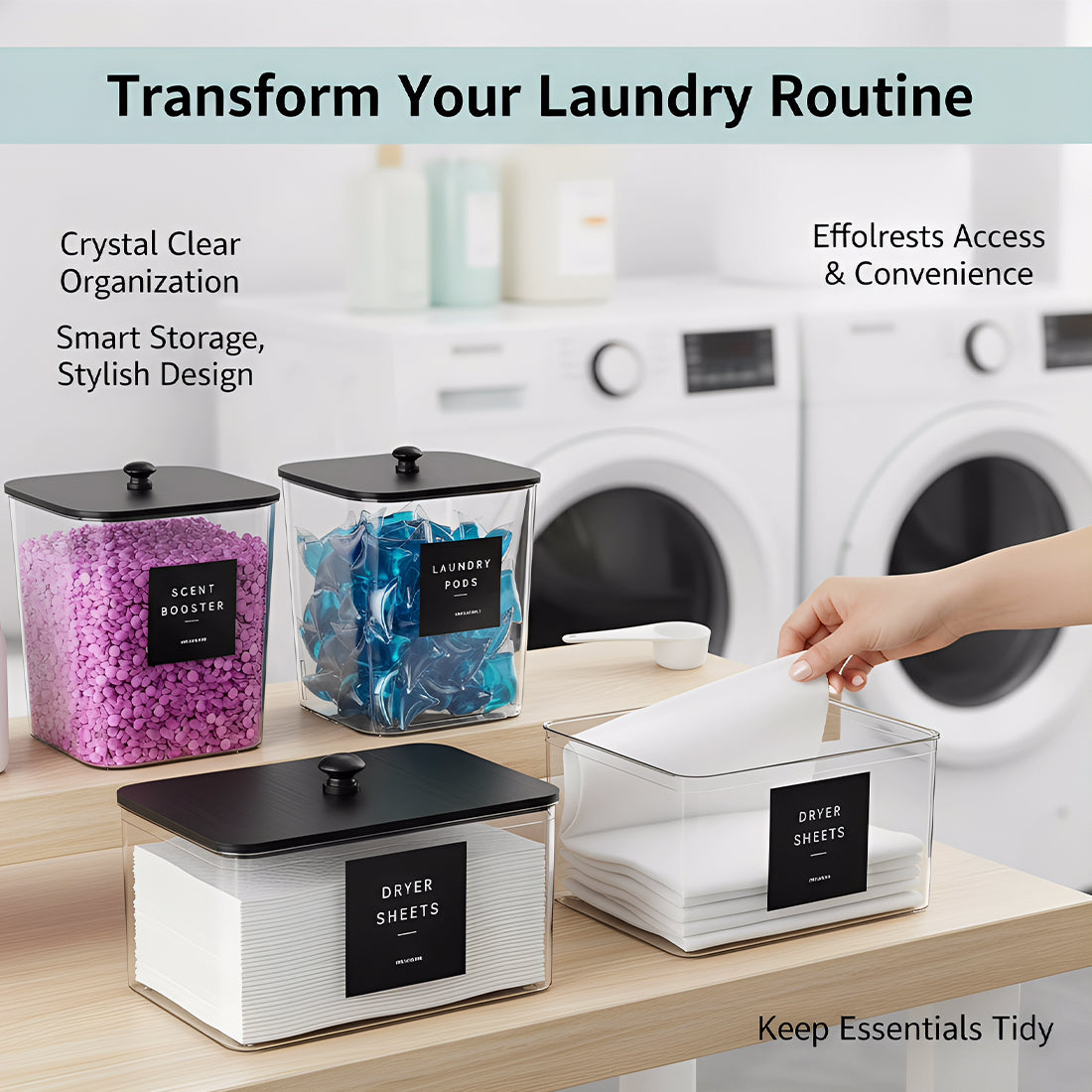 Detergent Powder Storage Box Clear Washing Powder Container