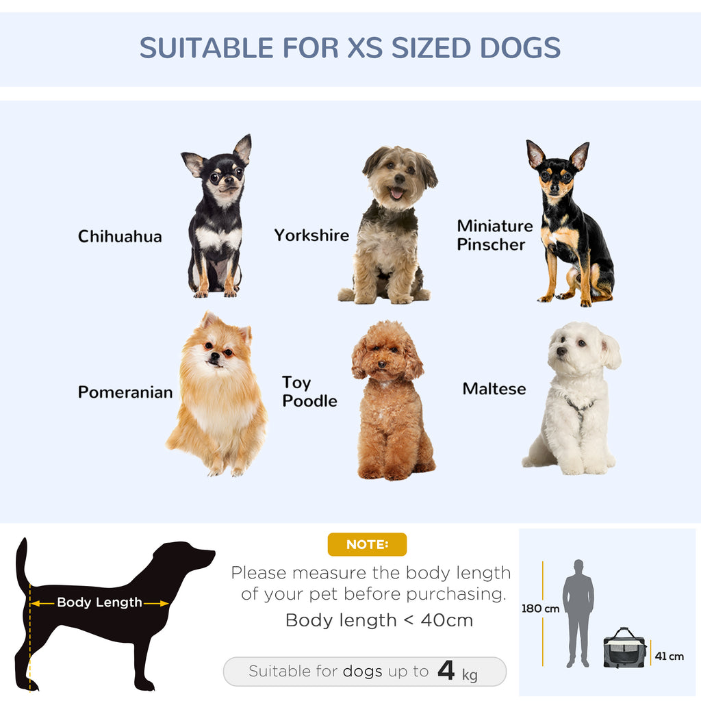 PawHut 60cm Foldable Pet Carrier, With Cushion, For Miniature Dogs And Cats - Grey