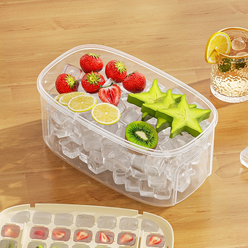 Practical Refrigerator Ice Cubes Tray System Nonslip Base Cocktails Making Tool