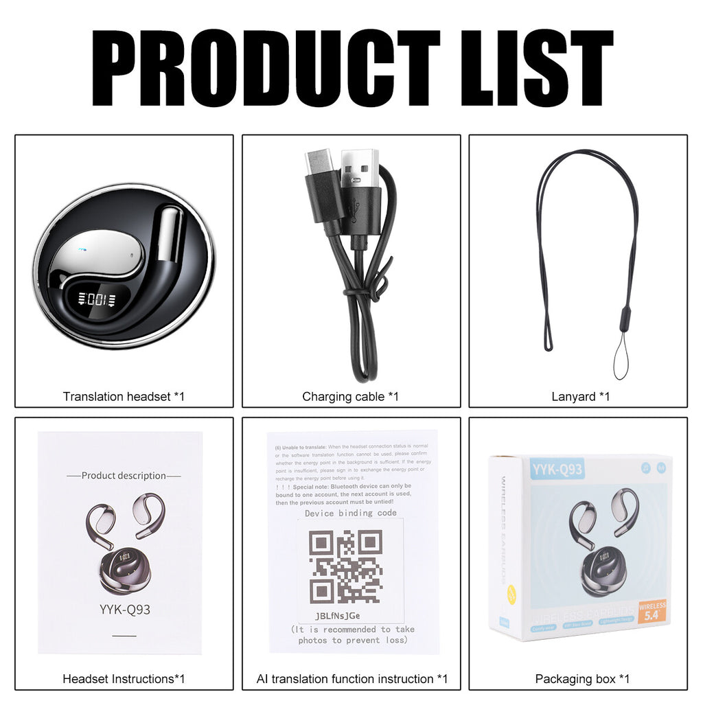 Translator Earbuds 144 Languages Bluetooth Two-Way Real Time Smart Translation