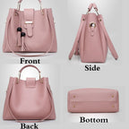 Womens Purse And Handbag 3Pcs Bag Set Tassel Tote Clutch Satchel