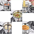 4pc Non Stick Chip Pan Deep Fat Fryer Cooking Noodle Soup Pot Frying Basket&Lid