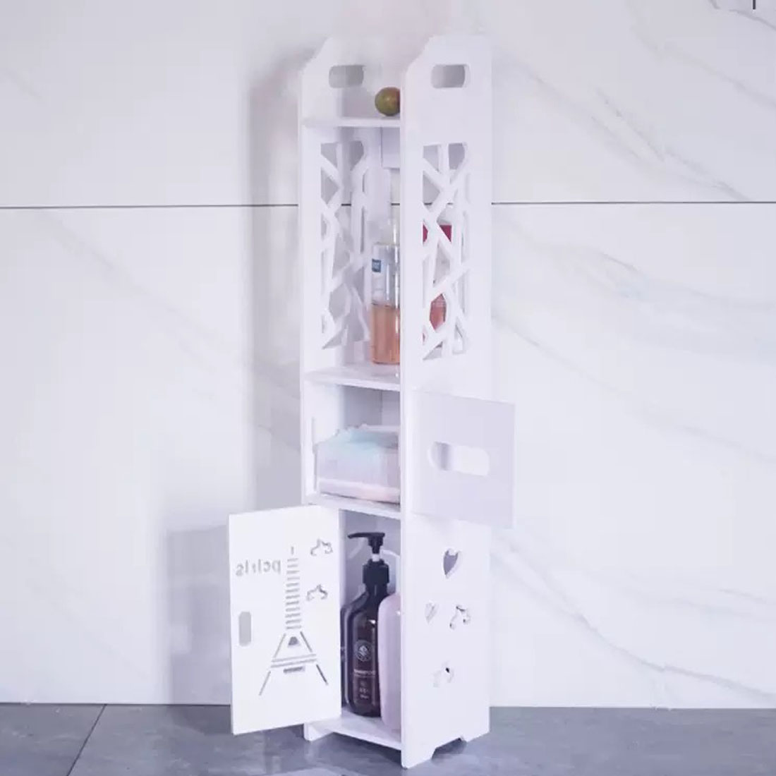 NEW Bathroom Storage Waterproof Cabinet With Paper Drawer Tall