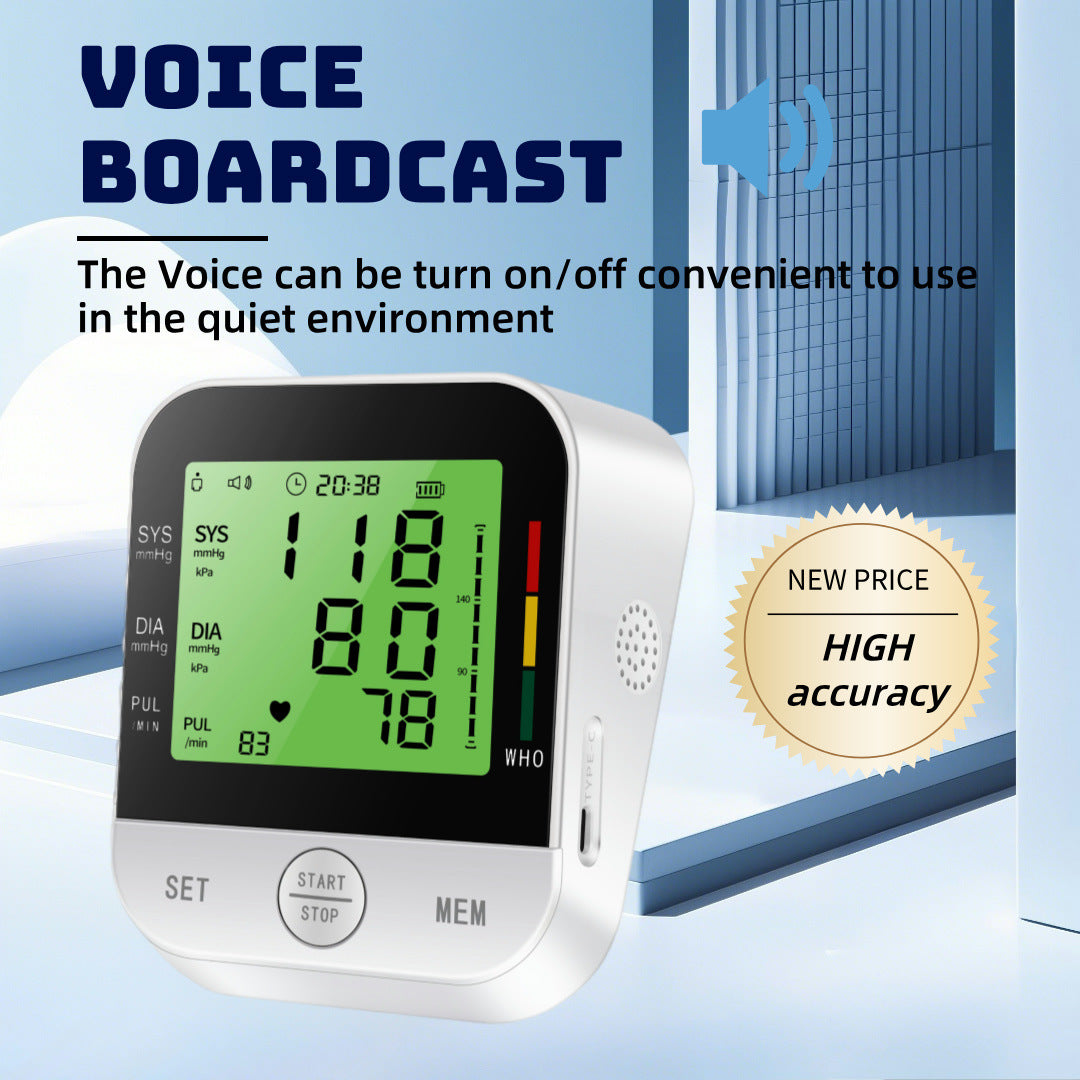 Blood Pressure Monitor Digital Automatic Blood Pressure Machine For Home Use With Large LCD Display - Upper Arm BP Monitor Meter With Cuff & Smart Save Feature  White  Plus Zero Contact Door Opener