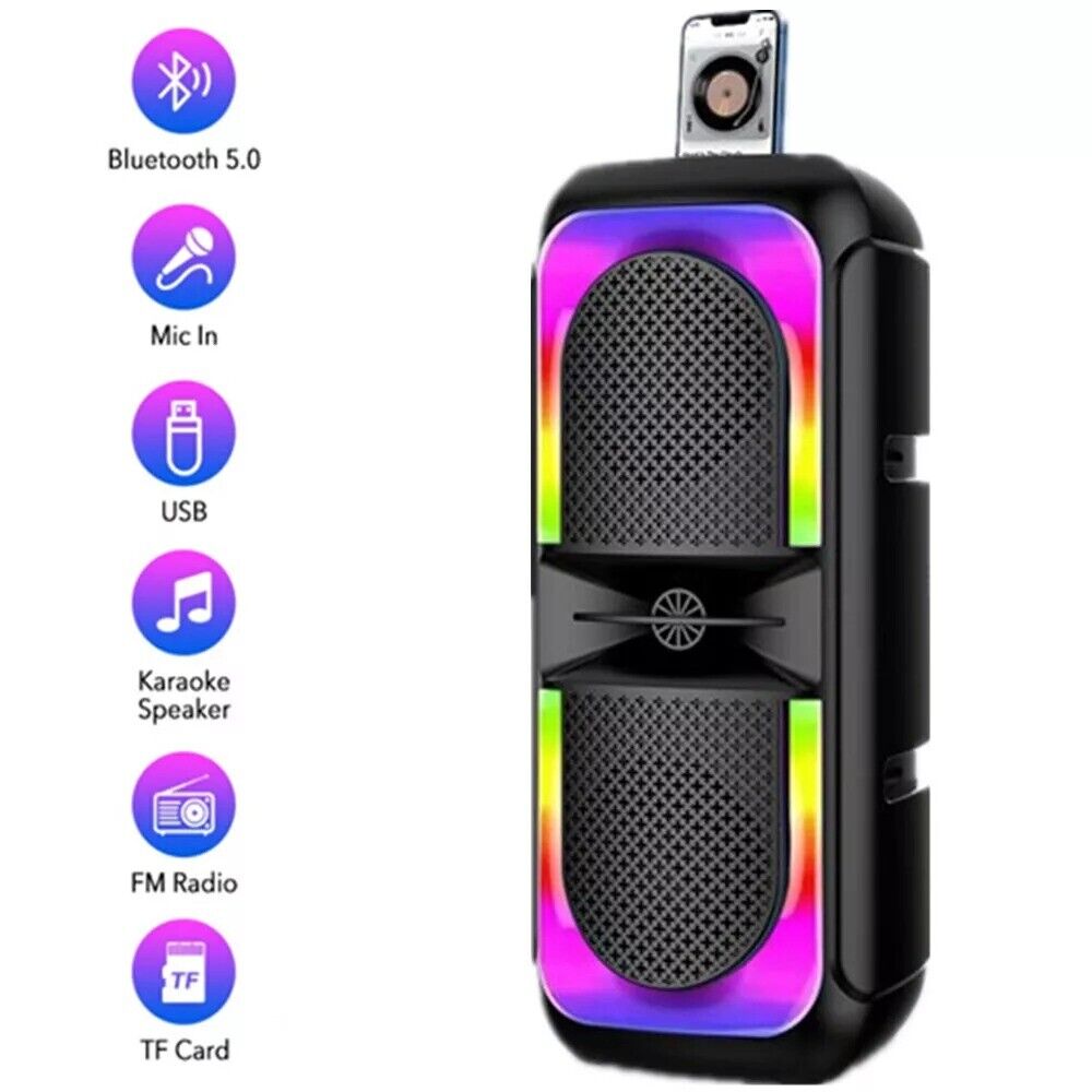 High Bass TWS Wireless Bluetooth Speakers Portable Subwoofer Outdoor Party RGB