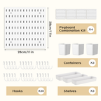 Wall Mounted Pegboard Storage Tools Peg Board Set Organiser Shelves Hole Plate