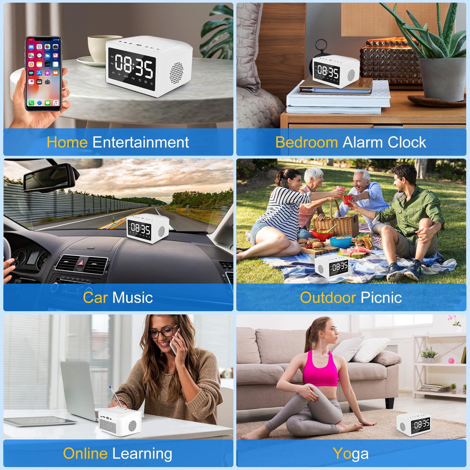 Alarm Clocks Bedside, Digital Alarm Clock Radio With Bluetooth Speaker,