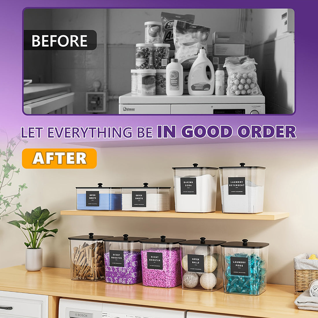 Detergent Powder Storage Box Clear Washing Powder Container