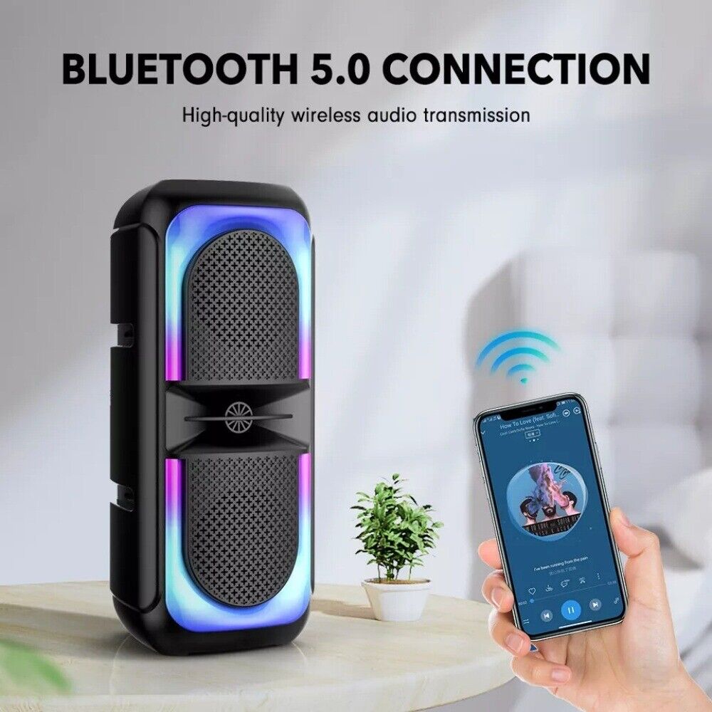 High Bass TWS Wireless Bluetooth Speakers Portable Subwoofer Outdoor Party RGB