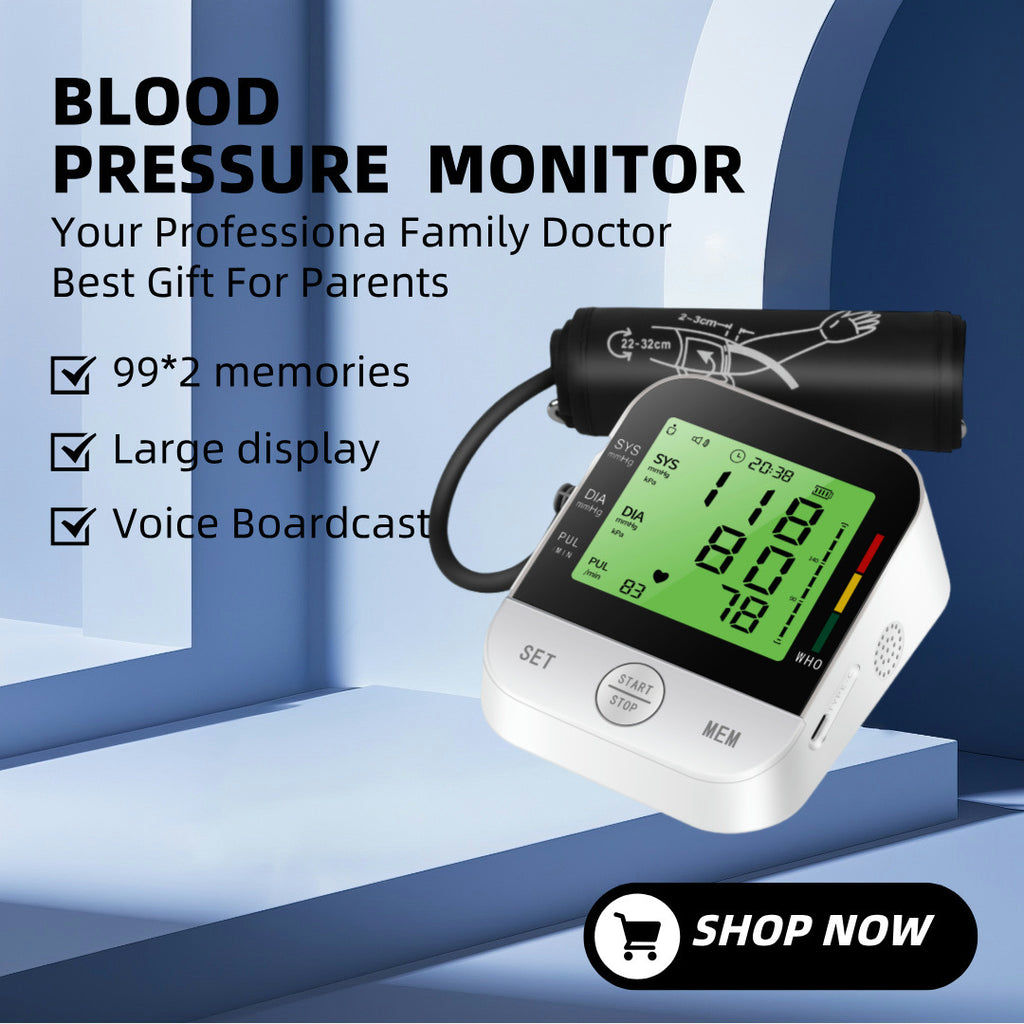 Blood Pressure Monitor Digital Automatic Blood Pressure Machine For Home Use With Large LCD Display - Upper Arm BP Monitor Meter With Cuff & Smart Save Feature  White  Plus Zero Contact Door Opener