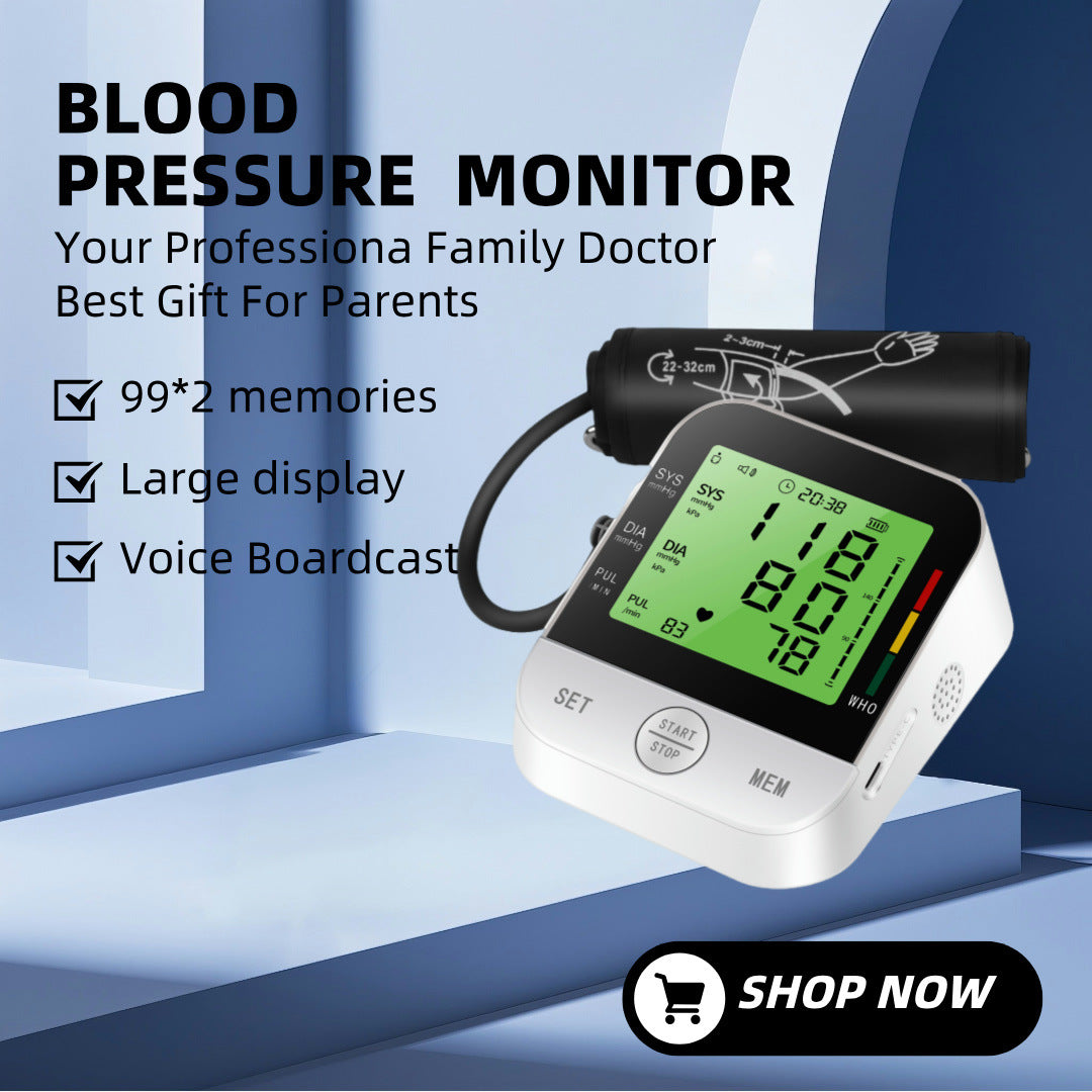 Blood Pressure Monitor Digital Automatic Blood Pressure Machine For Home Use With Large LCD Display - Upper Arm BP Monitor Meter With Cuff & Smart Save Feature  White  Plus Zero Contact Door Opener