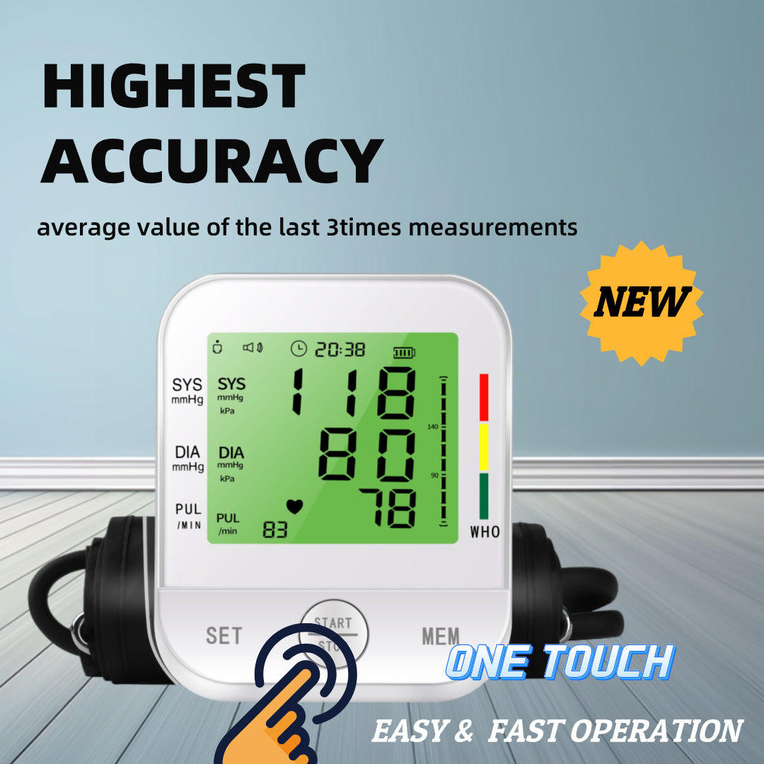 Blood Pressure Monitor Digital Automatic Blood Pressure Machine For Home Use With Large LCD Display - Upper Arm BP Monitor Meter With Cuff & Smart Save Feature  White  Plus Zero Contact Door Opener