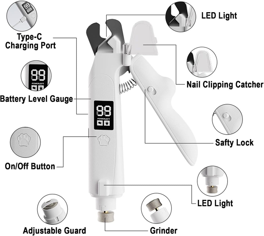 2-in-1 Led Light Cat Anti-blood Nail Grinder Dog Pet Nail Clipper Nail Clipper