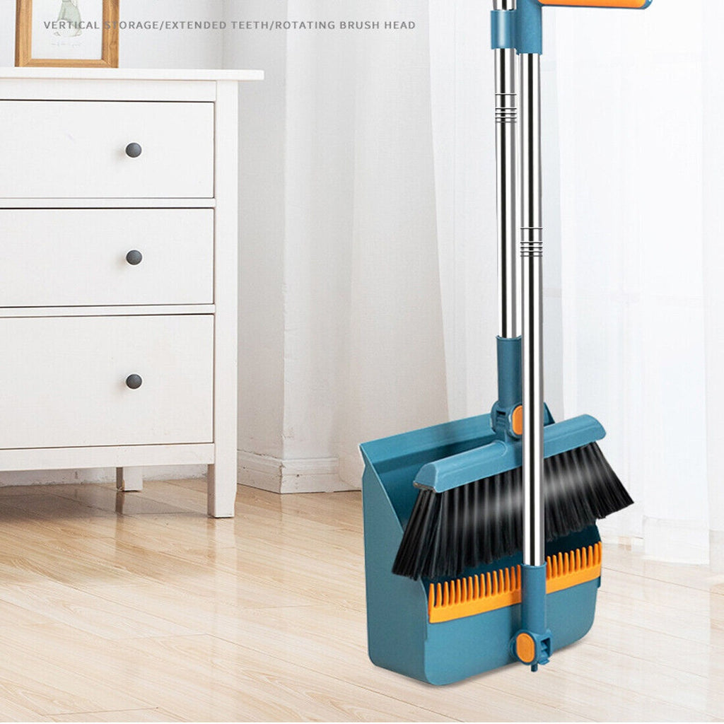 3in1 Foldable Broom Dustpan & Squeegee Set With 180 Spend Rotating Head