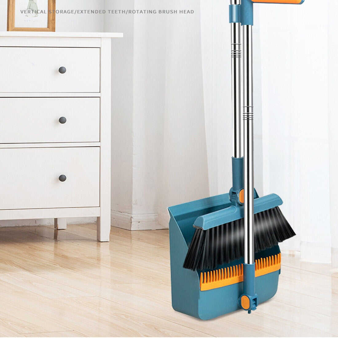 3in1 Foldable Broom Dustpan & Squeegee Set With 180 Spend Rotating Head