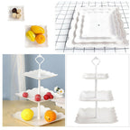 Elegant 3-Tier Square Cake Stand Set - 2Pcs Plastic Dessert Tower For Tea Parties And Weddings Office & School Supplies