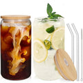 2pcs Glass Cups Set  Cups With Lids And Straw  Cleaning Brush 500ml