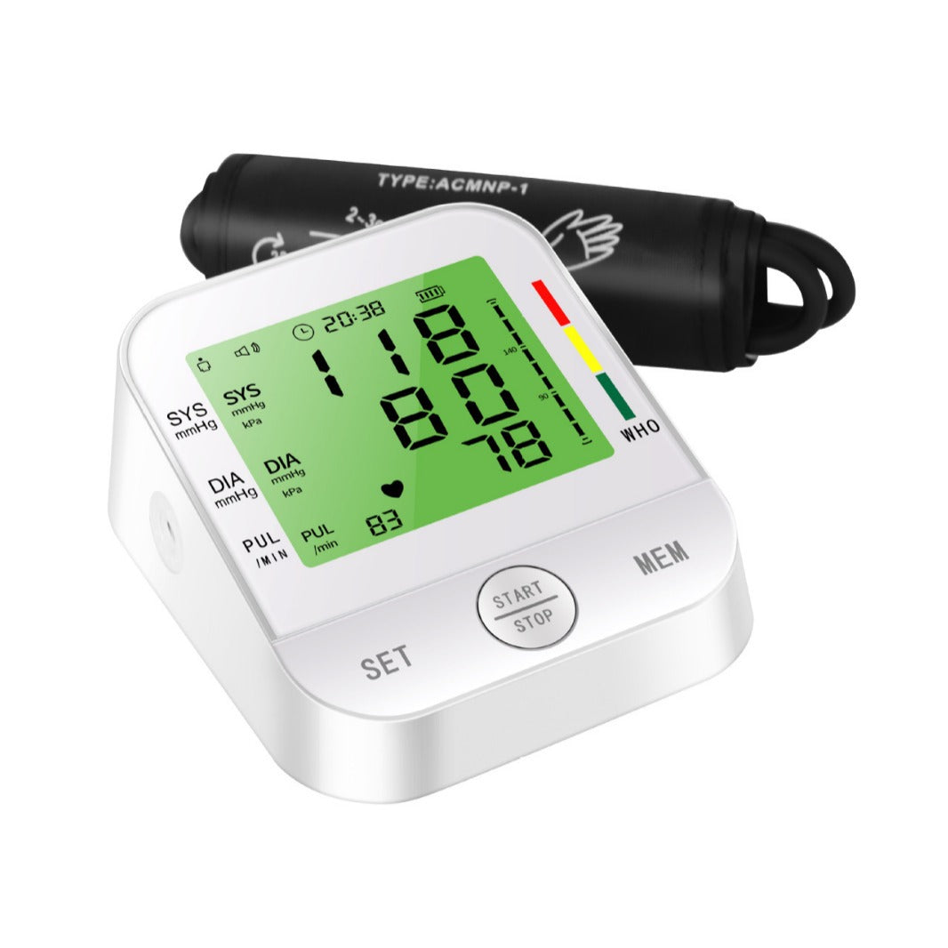 Blood Pressure Monitor Digital Automatic Blood Pressure Machine For Home Use With Large LCD Display - Upper Arm BP Monitor Meter With Cuff & Smart Save Feature  White  Plus Zero Contact Door Opener