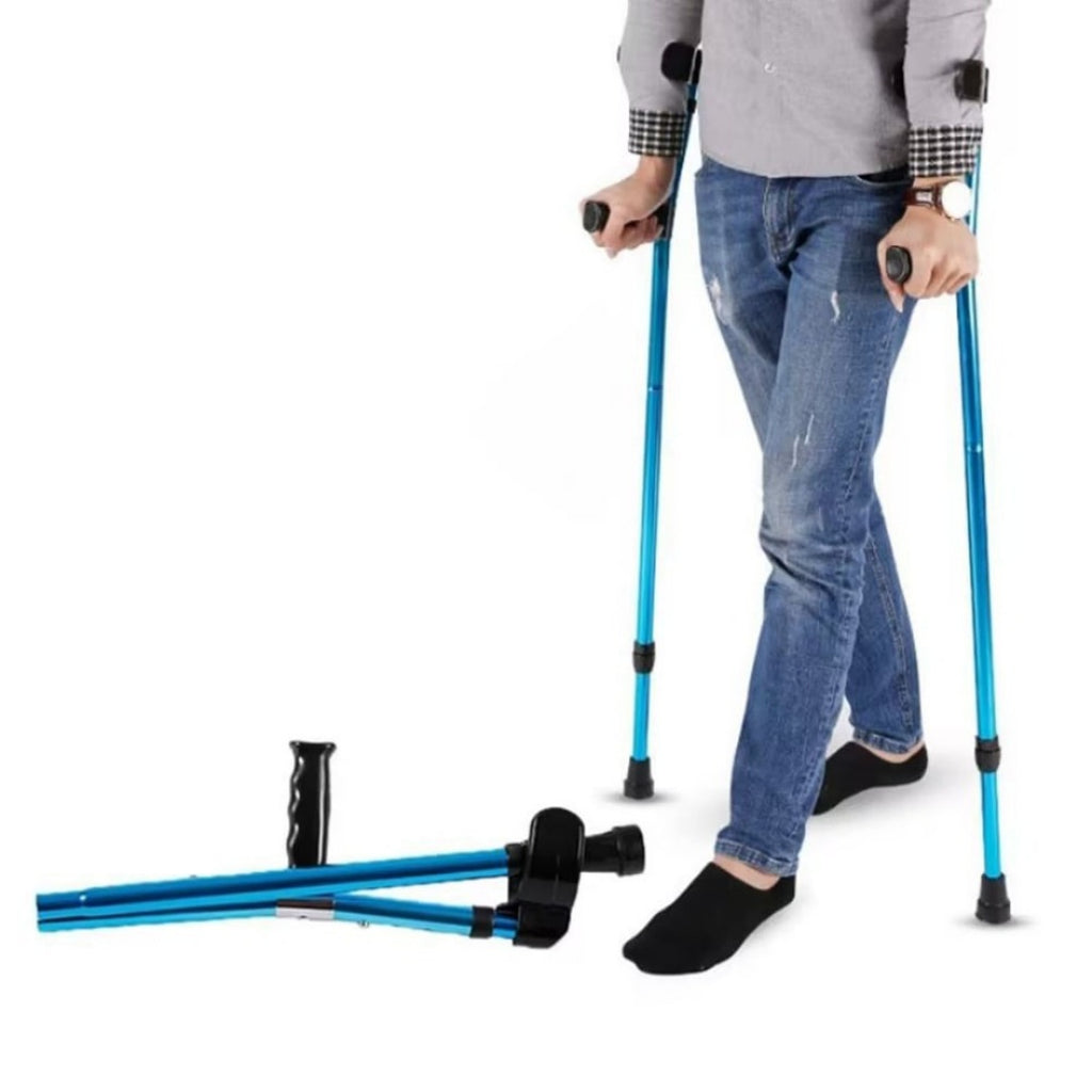 1X Height Adults Foldable Heavy Duty Walking Forearm Crutch Stick Aluminum Alloy