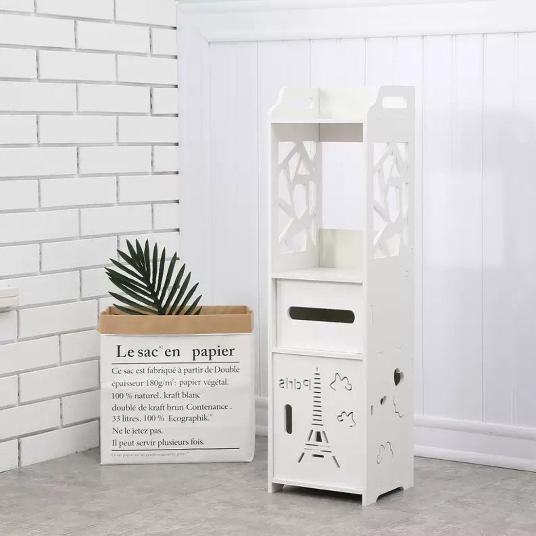 NEW Bathroom Storage Waterproof Cabinet With Paper Drawer Tall