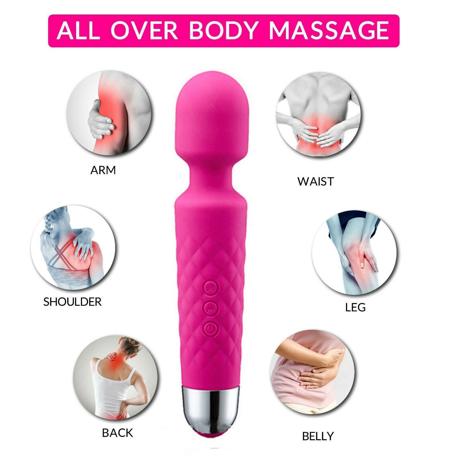 Magic Massage Wand Muscle Relaxation Massager Stick 20 Speed Vibrating Full Body Therapy Motor USB Rechargeable