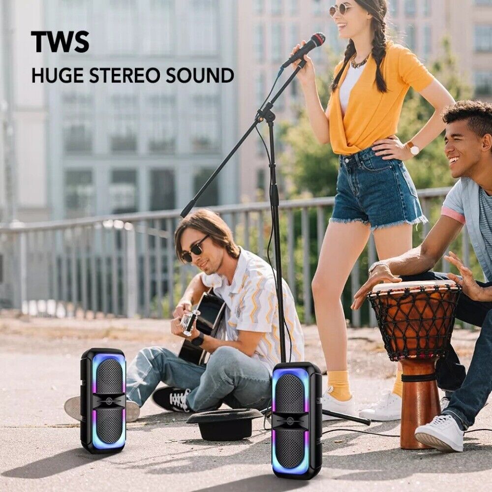 High Bass TWS Wireless Bluetooth Speakers Portable Subwoofer Outdoor Party RGB