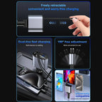 4IN1 120W Retractable Car Charger USB Type C Cable Fit Phone