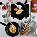 Kitchen Utensil Set 12 PCS Silicone Cooking Tools With Wooden Handle