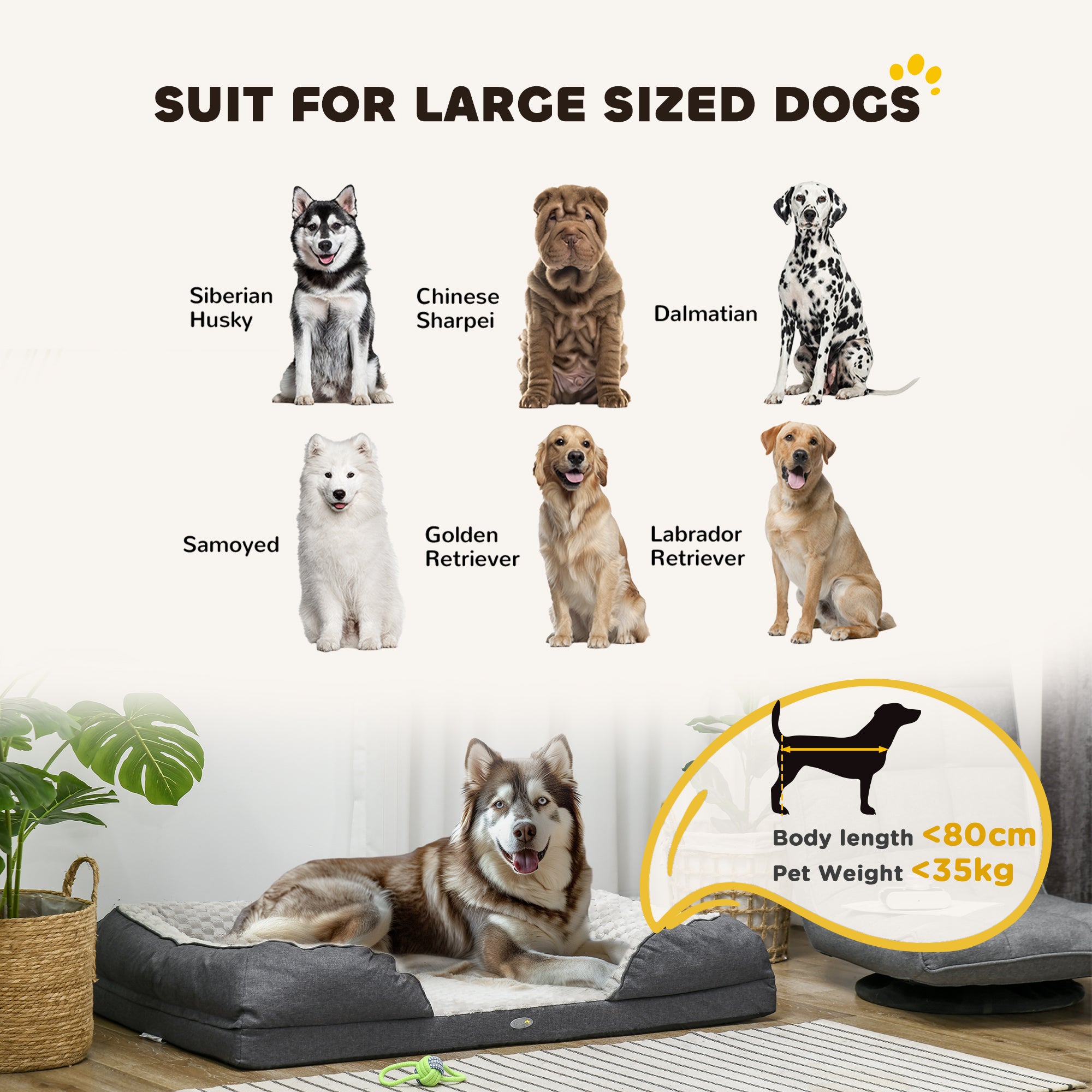 PawHut Calming Dog Bed Pet Mattress W Removable Cover, Anti-Slip Bottom, For Large Dogs, 120L X 80W X 22Hcm - Charcoal Grey