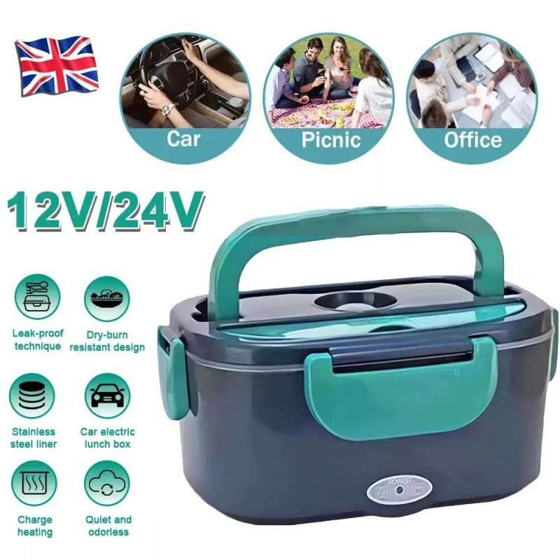 Electric Heated Lunch Box Portable Food Warmer Lunch Bento Box 12V 24V UK Plug