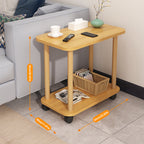 Sofa Side Table 2 Layers Coffee Snack Laptop End Tables With Wheels Home UK-white-60x30x53