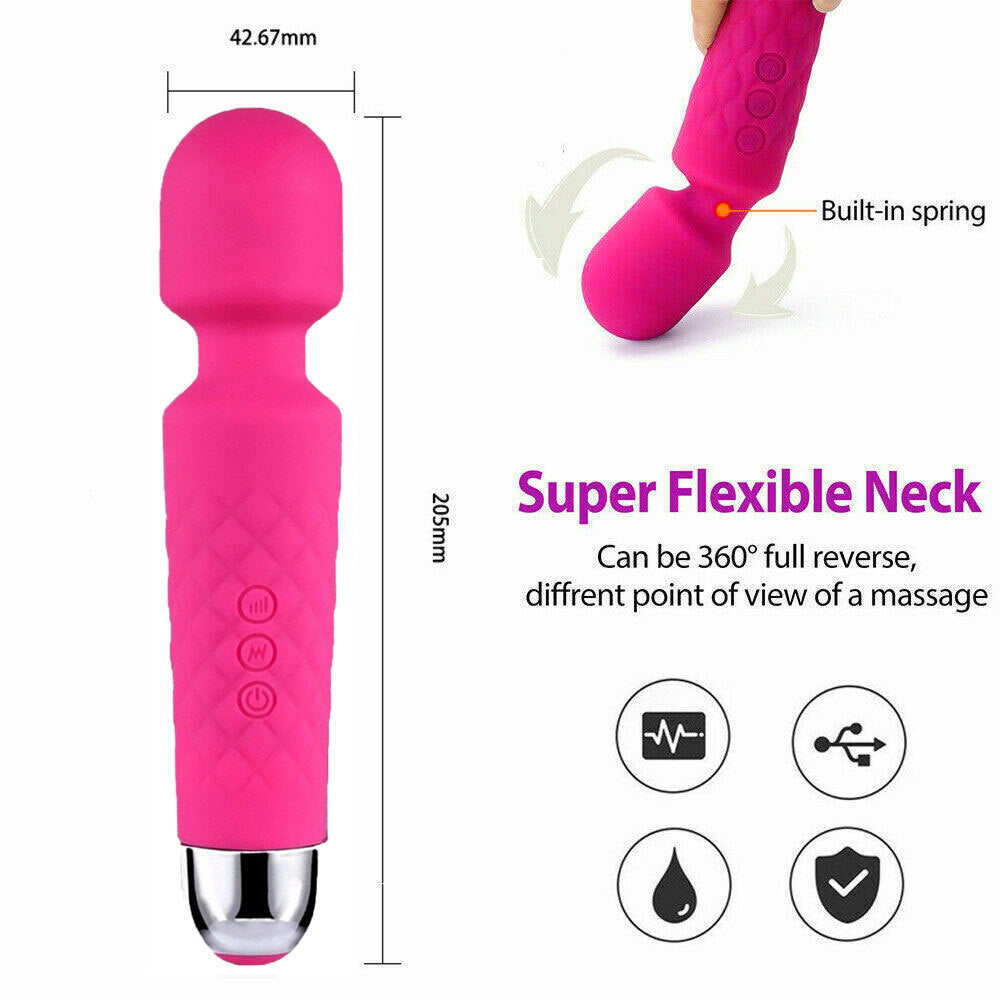 Magic Massage Wand Muscle Relaxation Massager Stick 20 Speed Vibrating Full Body Therapy Motor USB Rechargeable