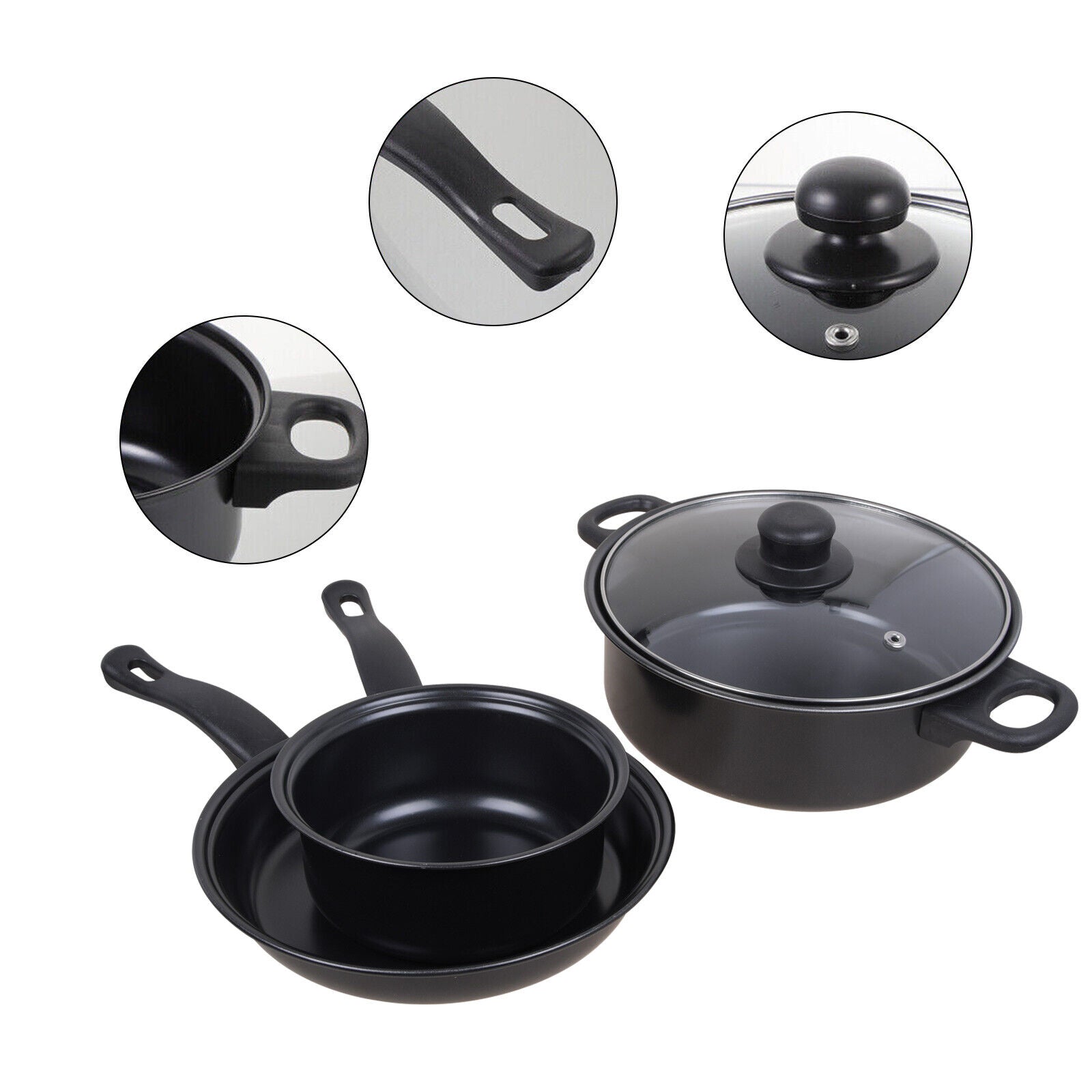 13pcs Cookware Set Pan Pot Non Stick Saucepans Frying Pan Cookware Set Glass Lid