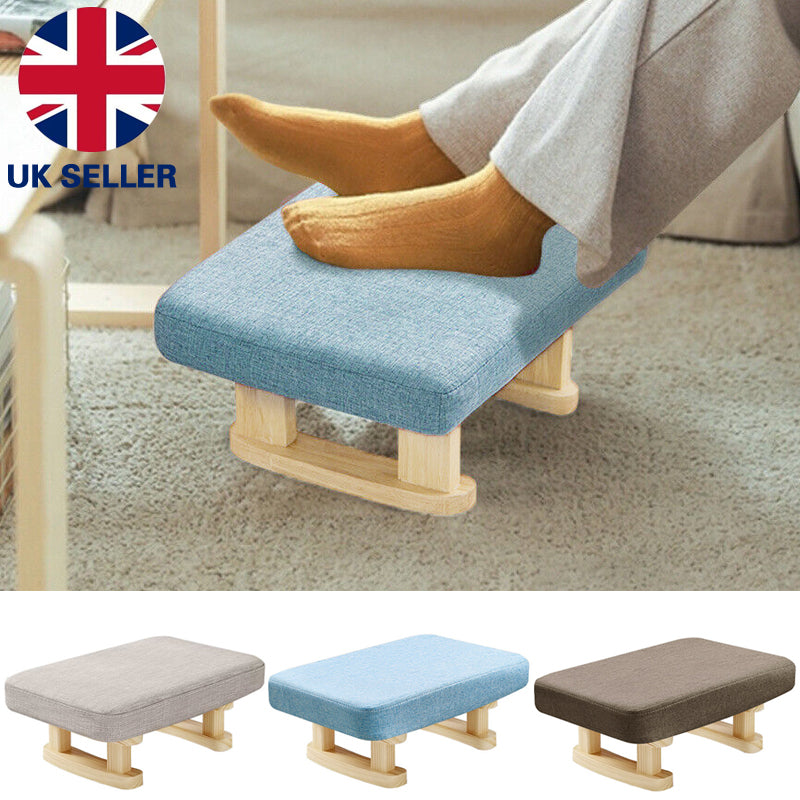 Small Wood Footstool Footrest Pouffe Foot Stool Padded Ottoman SeatBench