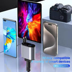 4IN1 120W Retractable Car Charger USB Type C Cable Fit Phone