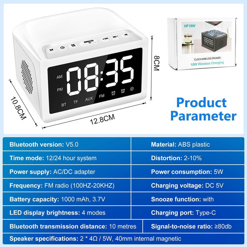 Alarm Clocks Bedside, Digital Alarm Clock Radio With Bluetooth Speaker,