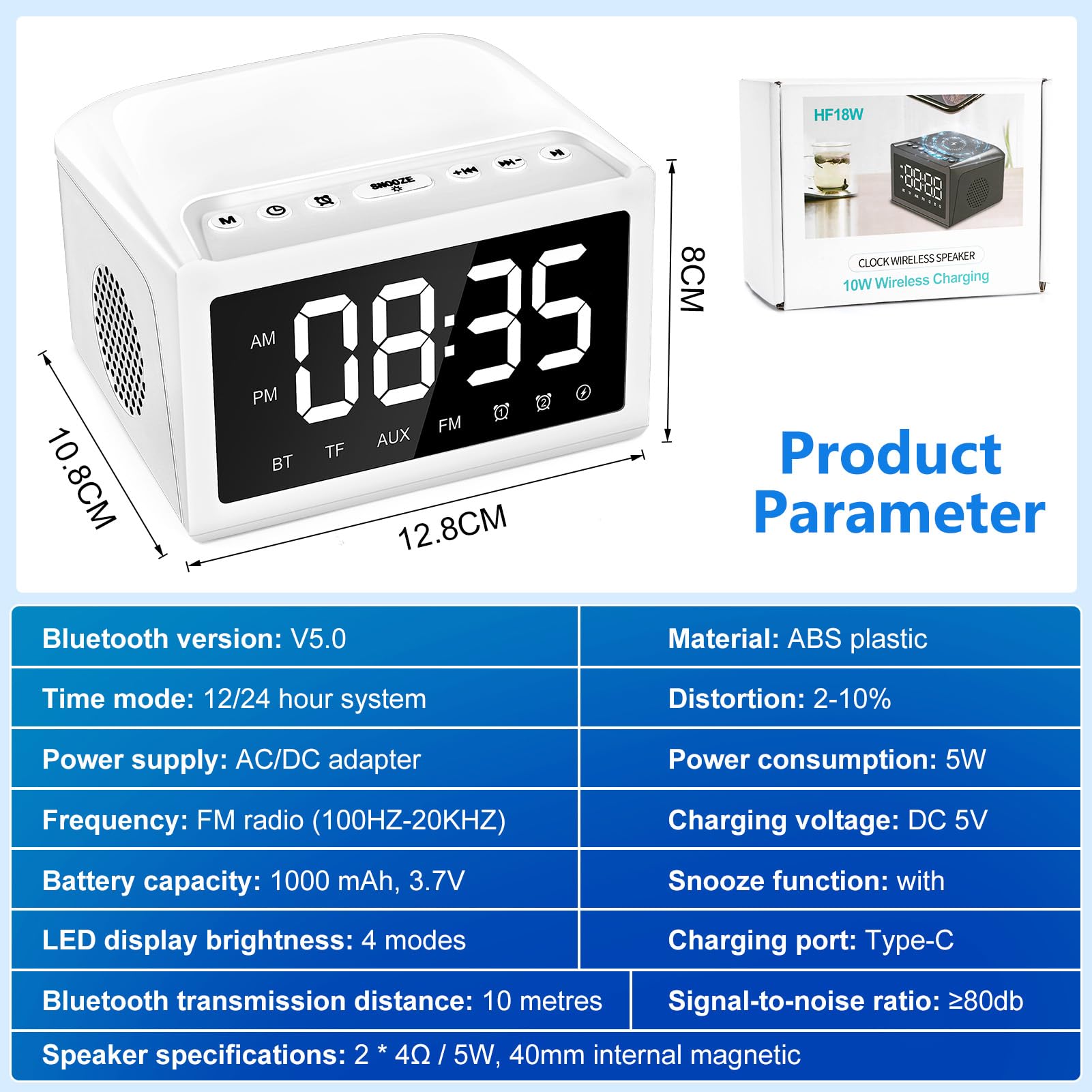 Alarm Clocks Bedside, Digital Alarm Clock Radio With Bluetooth Speaker,