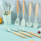 Kitchen Utensil Set 12 PCS Silicone Cooking Tools With Wooden Handle