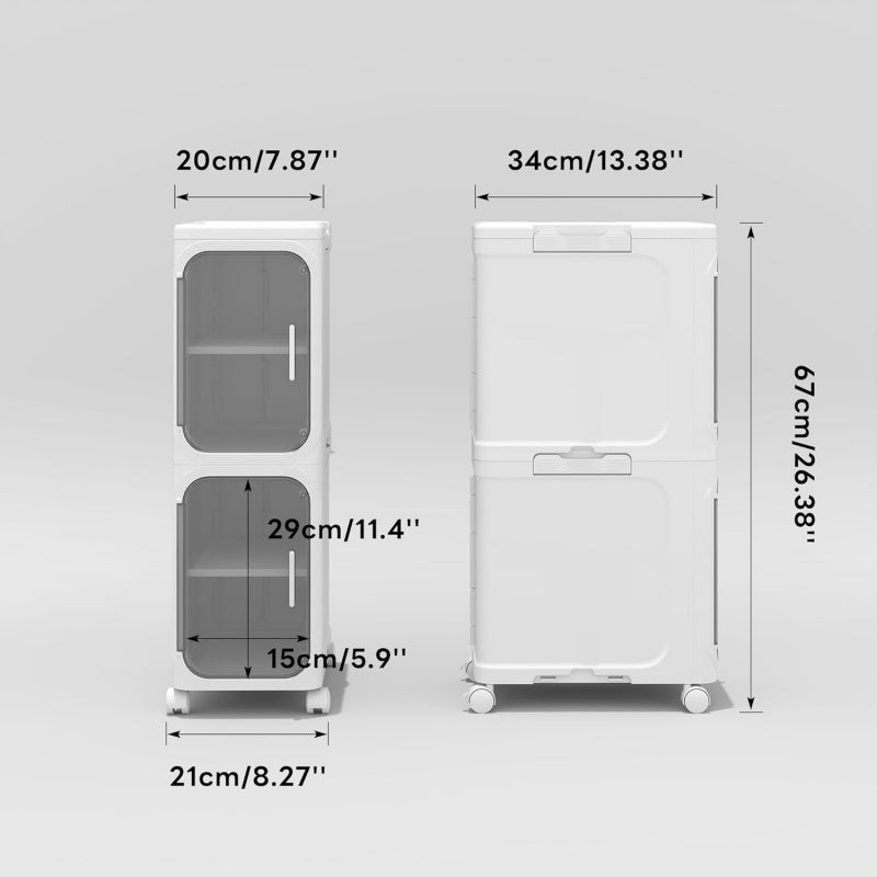 2 Tiers Slim Narrow Storage Cabinet Drawer Bathroom Bedroom