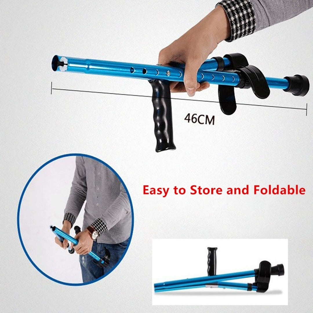 1X Height Adults Foldable Heavy Duty Walking Forearm Crutch Stick Aluminum Alloy