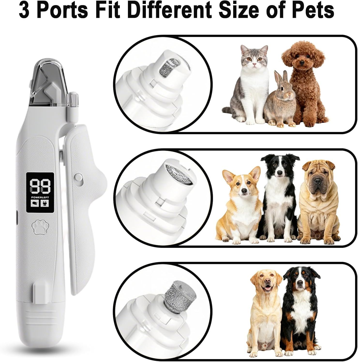 2-in-1 Led Light Cat Anti-blood Nail Grinder Dog Pet Nail Clipper Nail Clipper