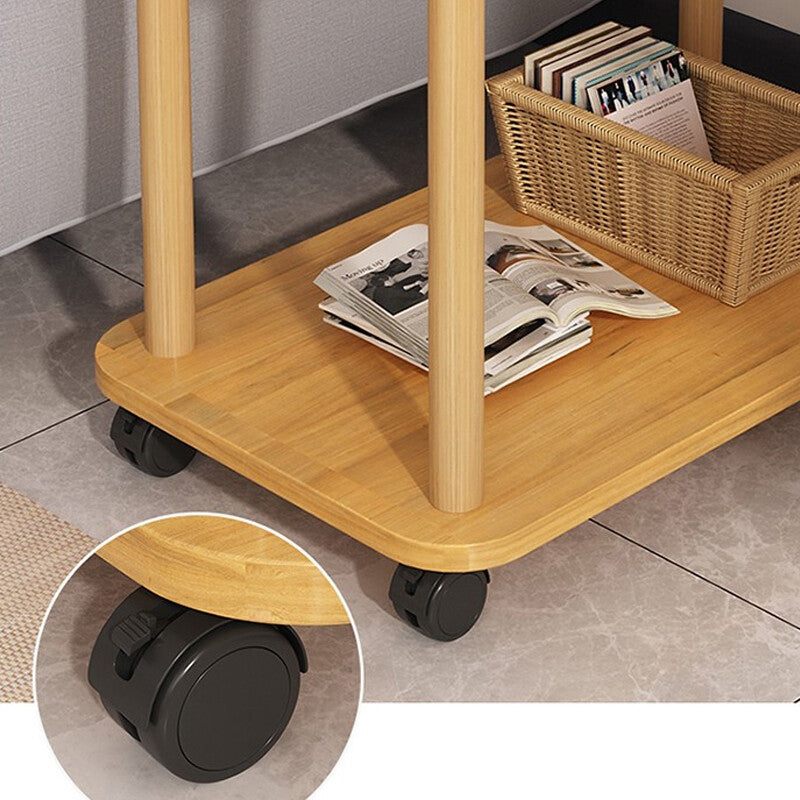 Sofa Side Table 2 Layers Coffee Snack Laptop End Tables With Wheels Home UK-white-60x30x53